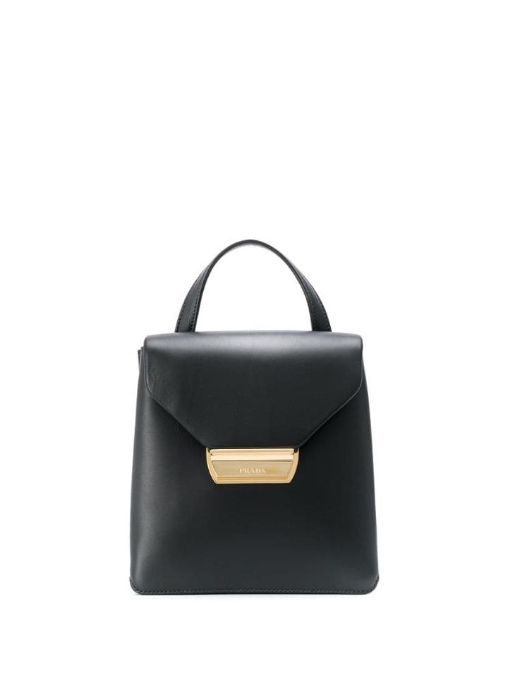 Prada Logo Plaque Mini Backpack - Black