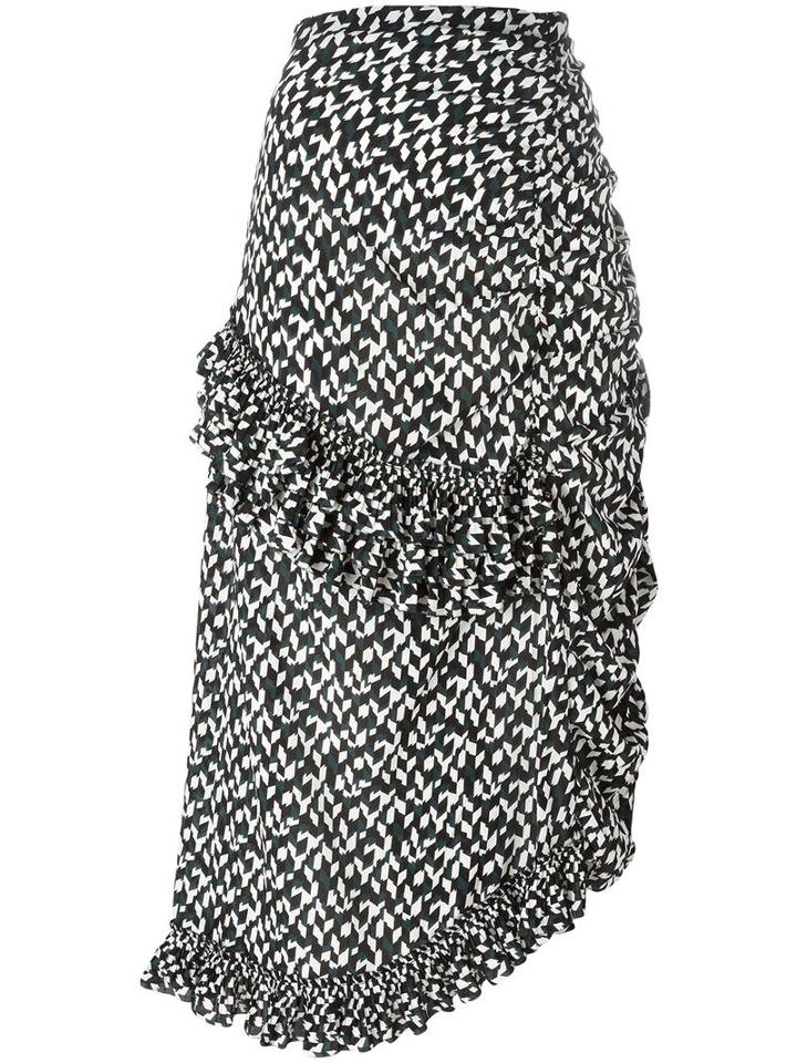 Marni Asymmetric Geometric Skirt, Women's, Size: 42, Green, Silk