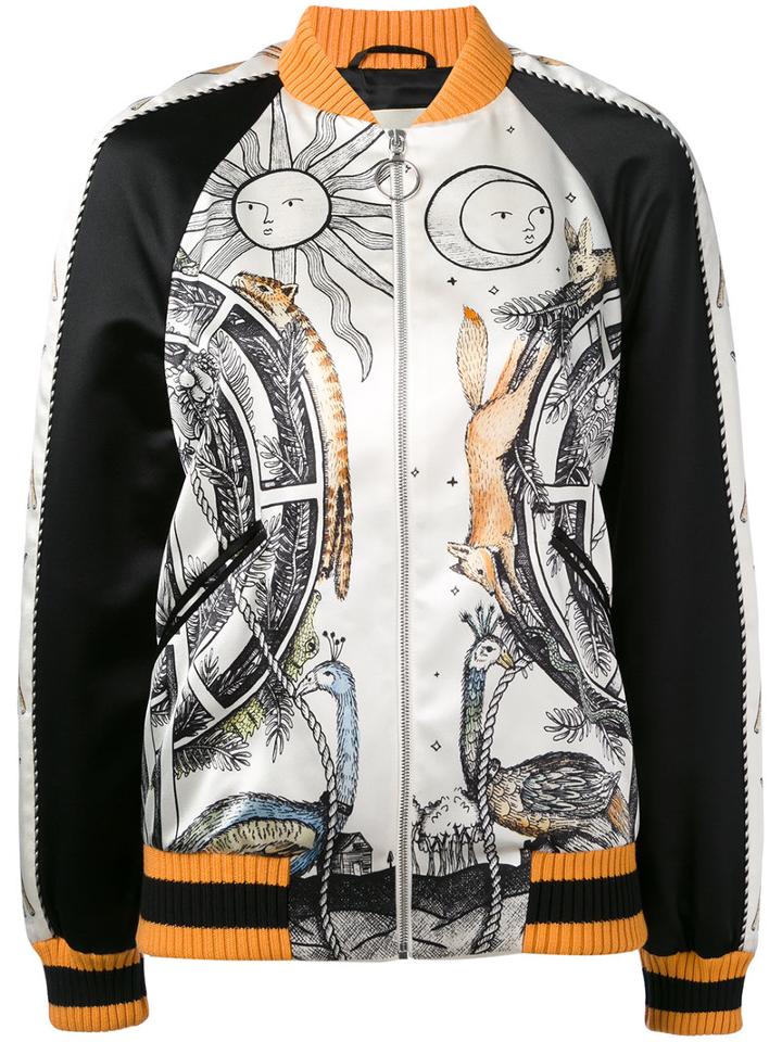 Gucci - Jayde Fish Printed Bomber Jacket - Women - Silk/cotton/nylon/viscose - 40, Nude/neutrals, Silk/cotton/nylon/viscose