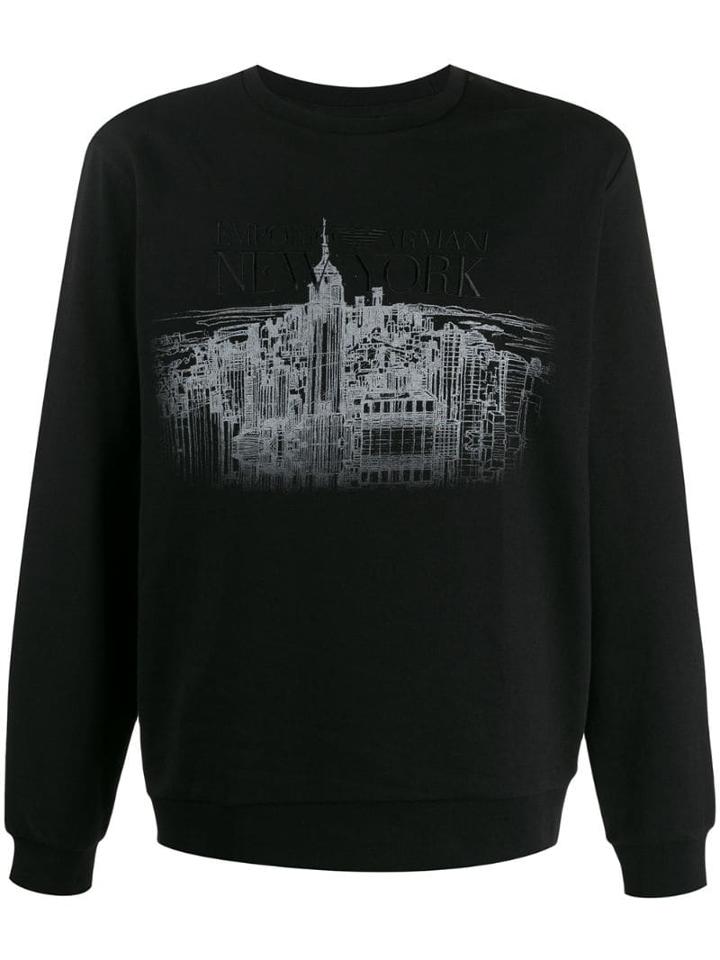 Emporio Armani Embroidered 'new York' Sweatshirt - Black