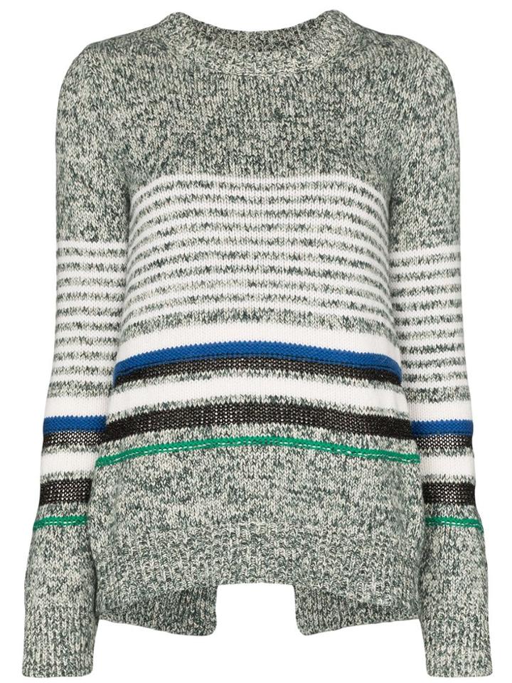 See By Chloé Striped Mélange Knit Jumper - Green