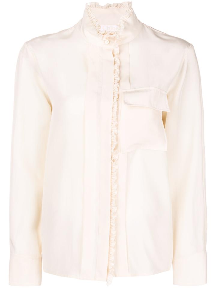 Chloé Ruffle Trimmed Shirt - Nude & Neutrals