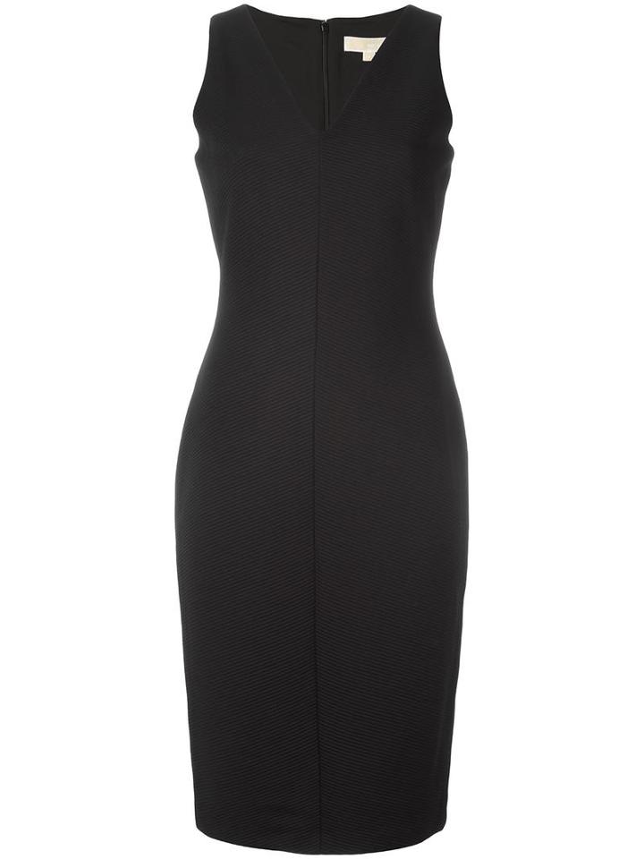 Michael Michael Kors Knitted V-neck Dress, Women's, Size: 6, Black, Polyester/spandex/elastane