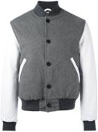 Thom Browne Varsity Bomber Jacket, Men's, Size: 0, Grey, Cupro/calf Leather/cashmere