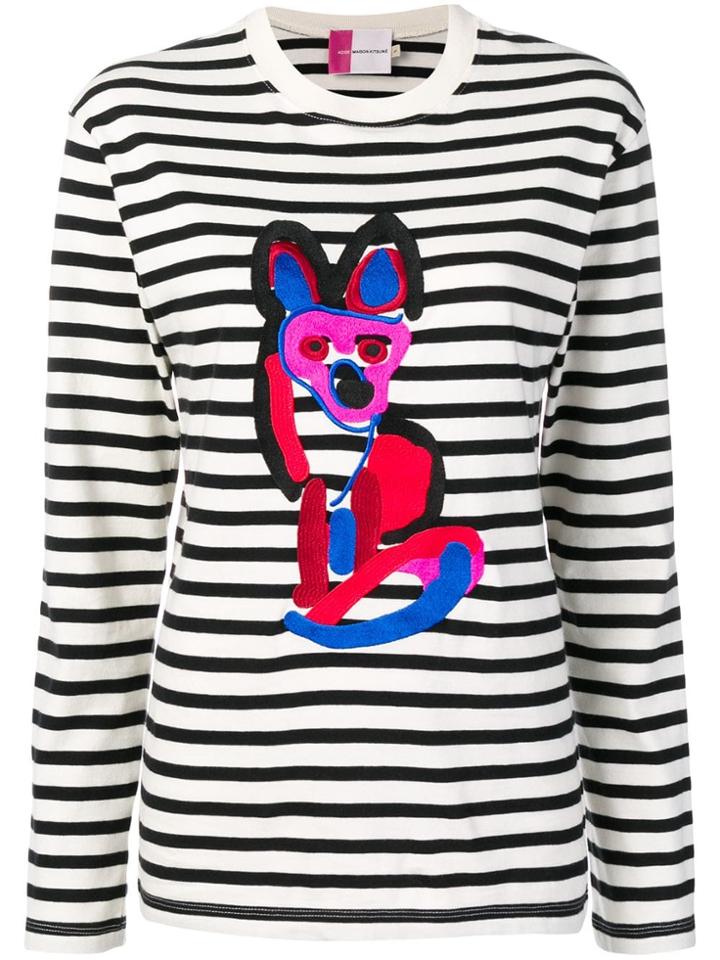 Maison Kitsuné Fox Print Striped Sweater - Black