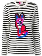 Maison Kitsuné Fox Print Striped Sweater - Black
