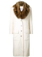 Chanel Vintage Detachable Fur Collar Coat - White