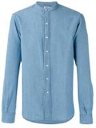 Aspesi Band Collar Shirt, Men's, Size: 41, Blue, Cotton