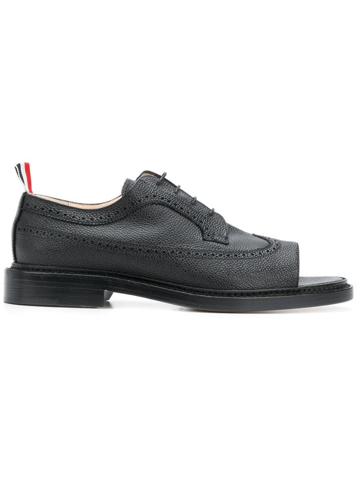Thom Browne Open Toe Brogues - Black
