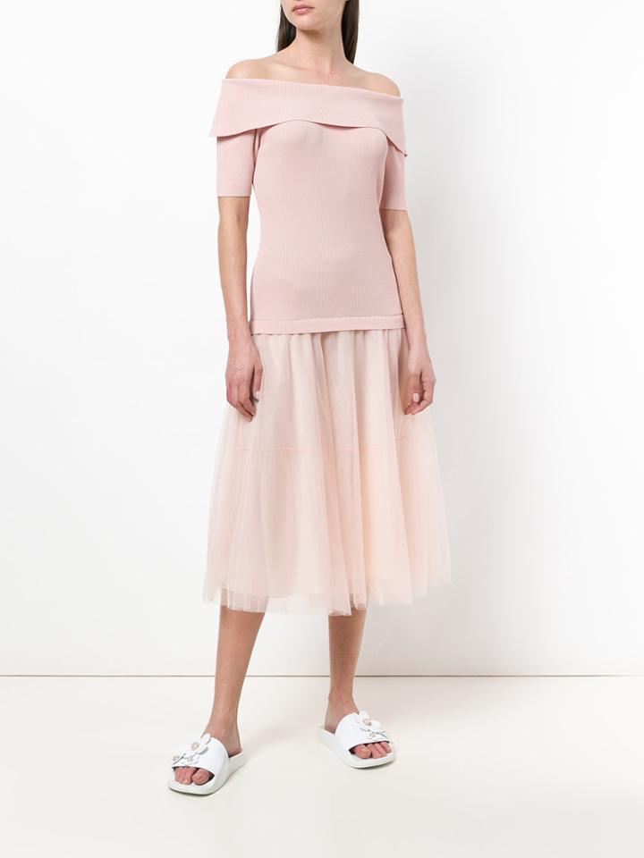 P.a.r.o.s.h. Romantic Flared Strapless Dress - Pink & Purple