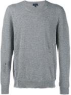 Lanvin Frayed Classic Jumper, Men's, Size: Medium, Grey, Silk/lamb Skin/polyamide/wool