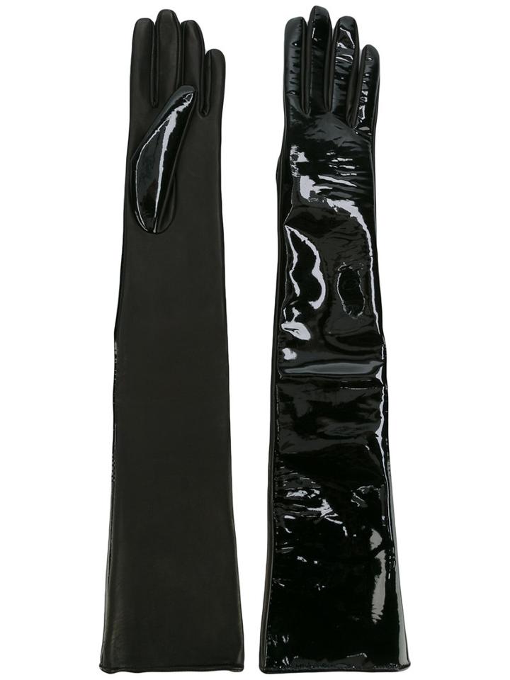 Manokhi - High Shine Gloves - Women - Leather/polyurethane - 7.5, Black, Leather/polyurethane