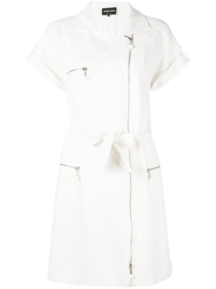 Biker Style Dress - Women - Silk/polyester/acetate - 38, White, Silk/polyester/acetate, Giorgio Armani