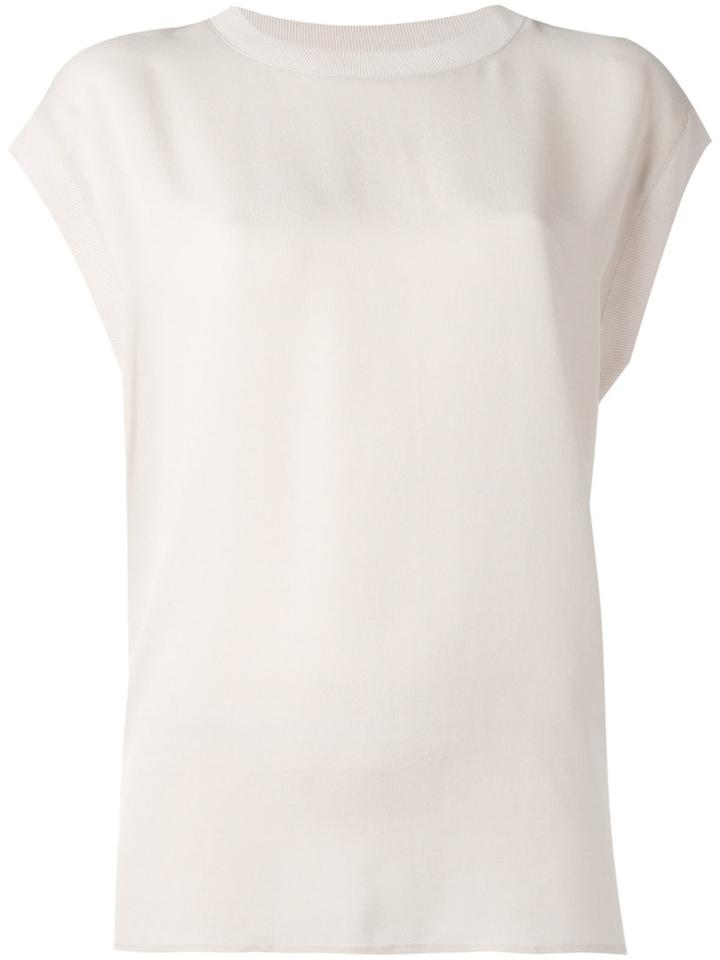 Vince Short Sleeved Oversized T-shirt, Women's, Size: Small, Nude/neutrals, Silk/rayon/nylon