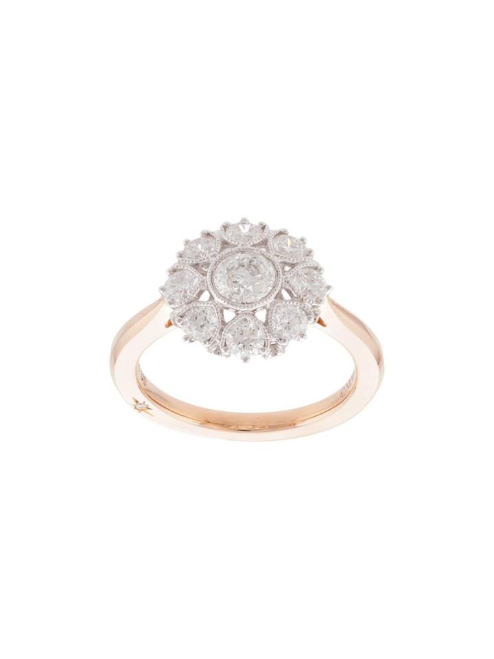 Marchesa 18kt Rose Gold Floral Diamond Ring - Silver