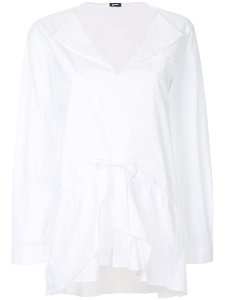 Jil Sander Navy Frill Hem Shift Top - White