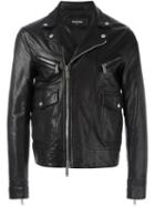 Dsquared2 Classic Biker Jacket, Men's, Size: 46, Black, Calf Leather/polyester