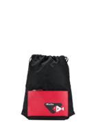 Prada Drawstring Logo Backpack - Black