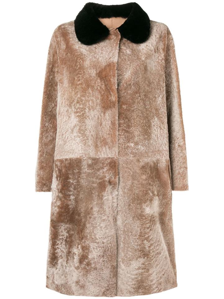 Sofie D'hoore Long Fur Coat - Nude & Neutrals