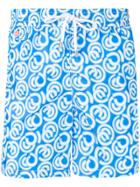 Kiton Abstract Print Swim Shorts - Blue