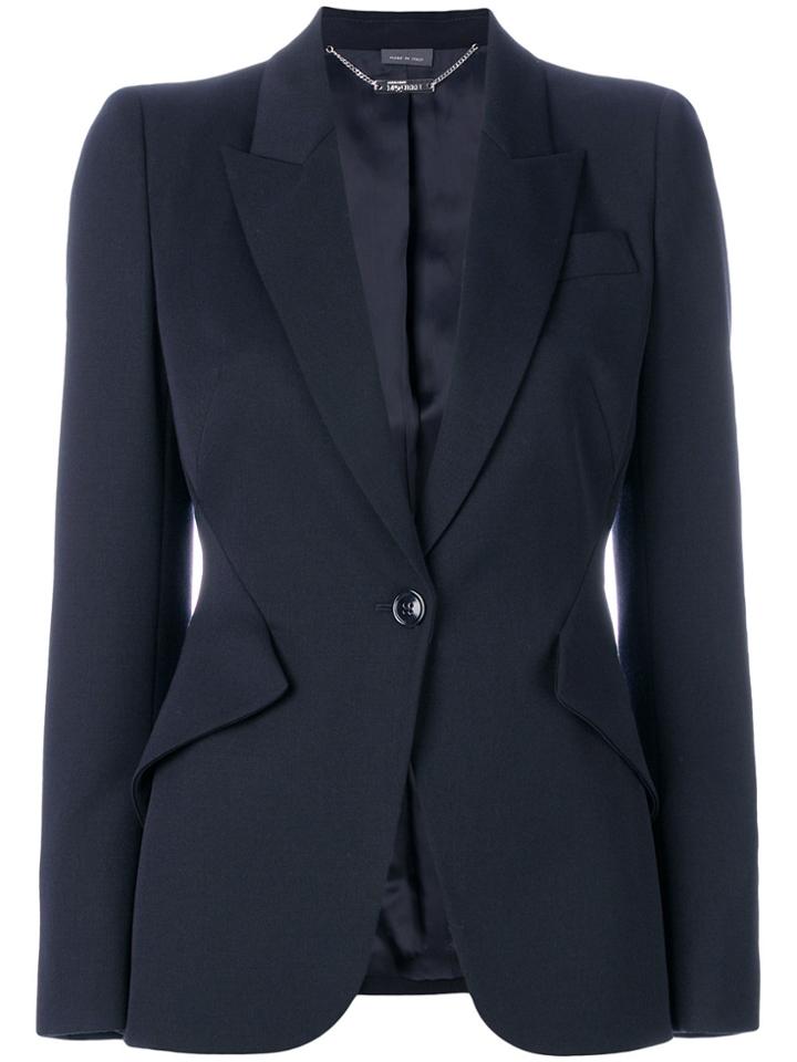 Alexander Mcqueen Fitted Buttoned Blazer - Blue