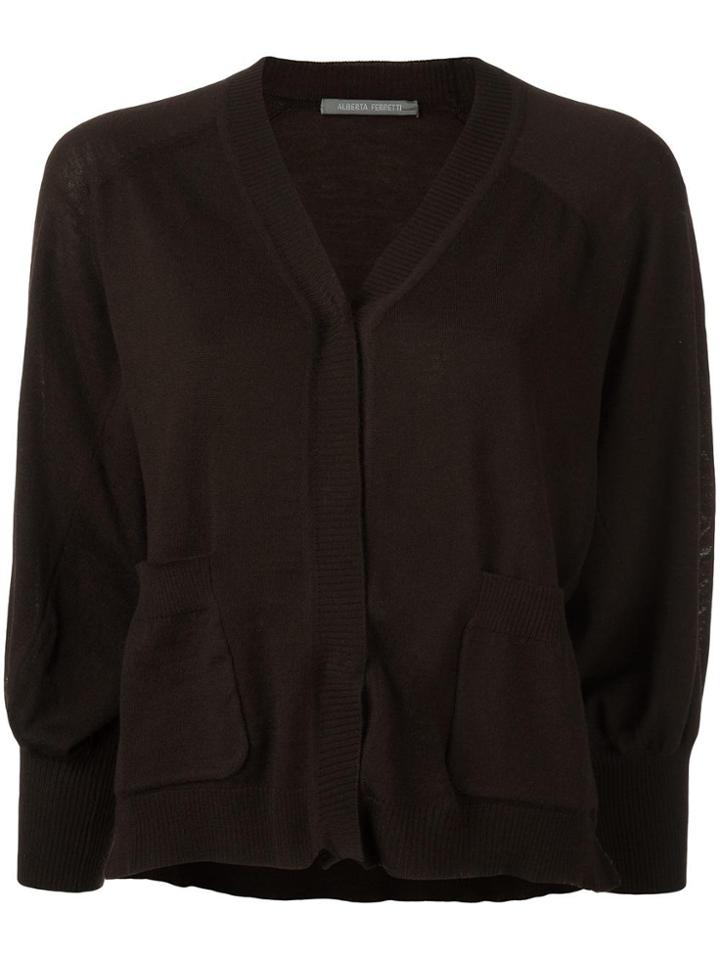 Alberta Ferretti Cropped Buttoned Cardigan - Brown