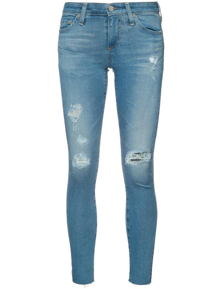 Ag Jeans Ripped Super Skinny Jeans, Women's, Size: 27, Blue, Cotton/polyurethane