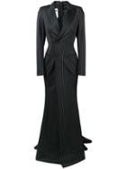 Moschino Pinstriped Double-breasted Gown - Black