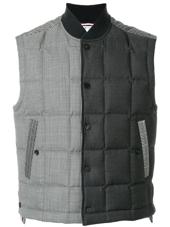 Thom Browne Down Filled Patchwork Gilet - Grey