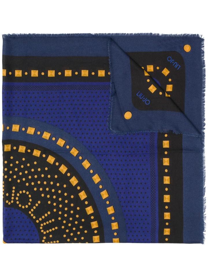Liu Jo Logo Patterned Scarf - Blue