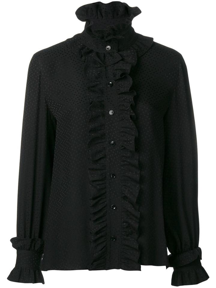 Saint Laurent Frilly Neck Blouse - Black