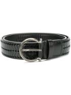 Salvatore Ferragamo - Gancio Buckle Woven Belt - Men - Leather - 105, Black, Leather
