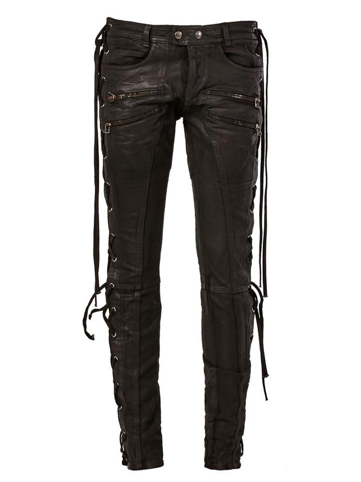 Faith Connexion Lace Up Skinny Jeans, Men's, Size: 32, Black, Cotton/spandex/elastane