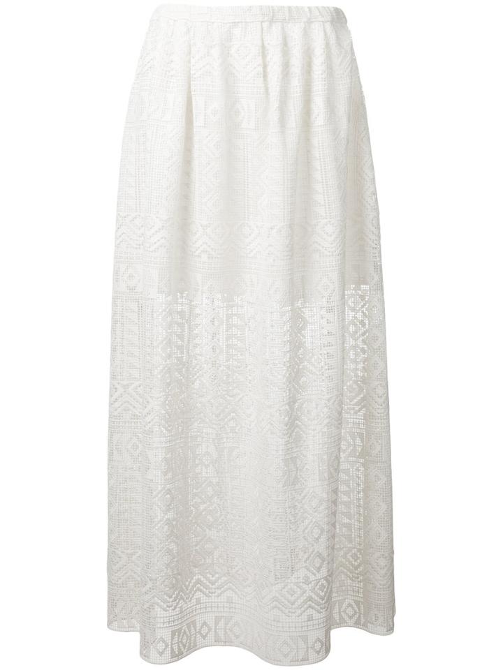 Philosophy Di Lorenzo Serafini Geometric Pattern Sheer Skirt, Women's, Size: 38, Nude/neutrals, Cotton/polyester