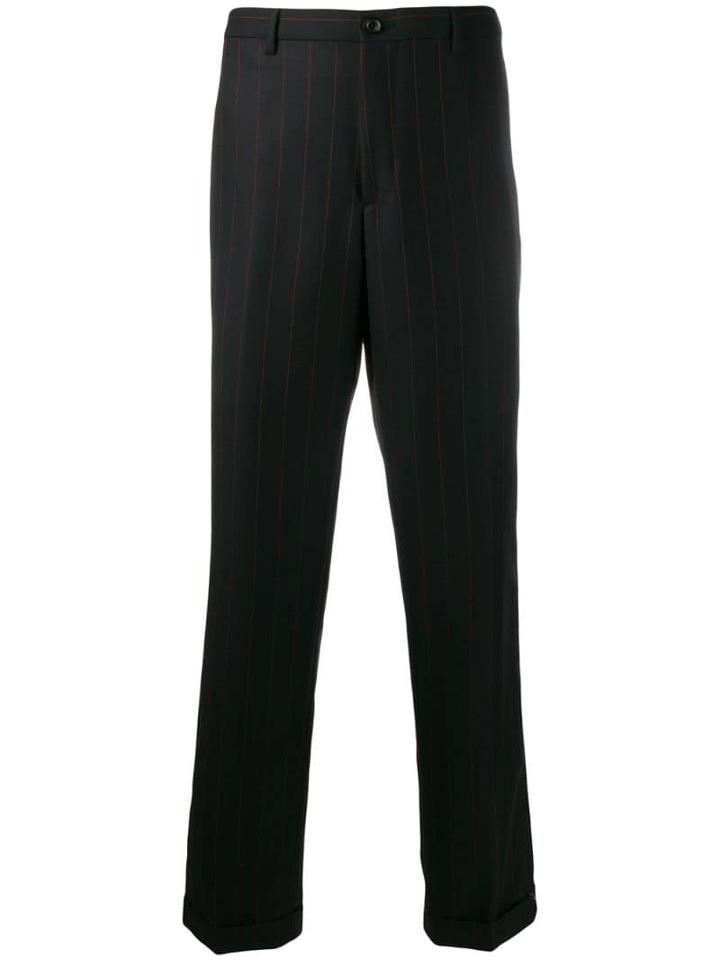 Cobra S.c. Pinstripe Straight Leg Trousers - Black