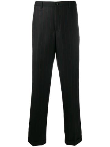 Cobra S.c. Pinstripe Straight Leg Trousers - Black