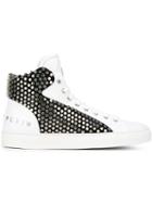 Philipp Plein Richy Studded Hi-top Sneakers, Men's, Size: 44, White, Calf Leather/suede/leather/metal Other