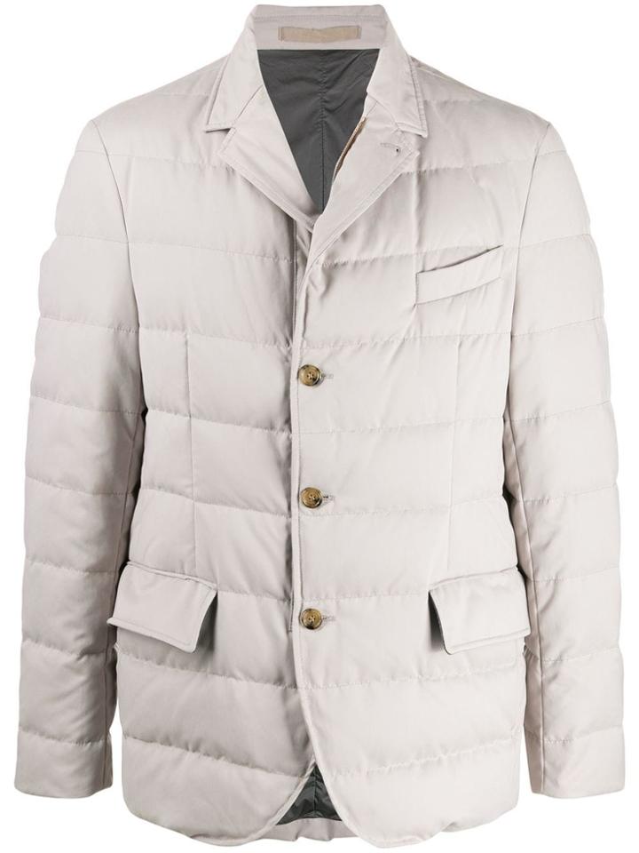 Eleventy Padded Button Jacket - Neutrals