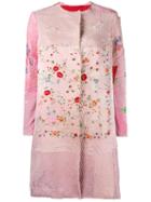By Walid Floral Embroidered Coat, Women's, Size: Small, Pink/purple, Silk/cotton