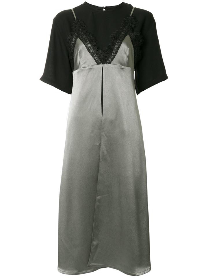 Lalo Lace Trimmed Midi Dress - Green