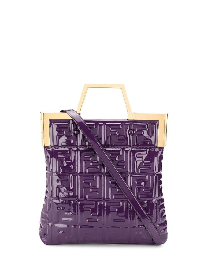 Fendi Embossed Ff Motif Tote Bag - Purple