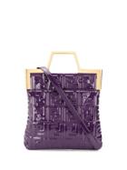 Fendi Embossed Ff Motif Tote Bag - Purple