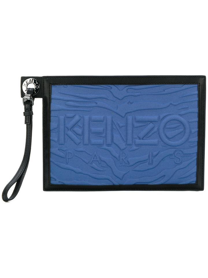 Kenzo Branded Zip Clutch - Blue