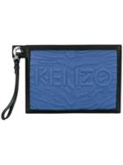 Kenzo Branded Zip Clutch - Blue