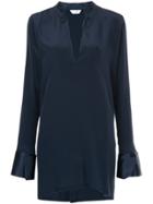 Kacey Devlin Deep V Shift Dress - Blue