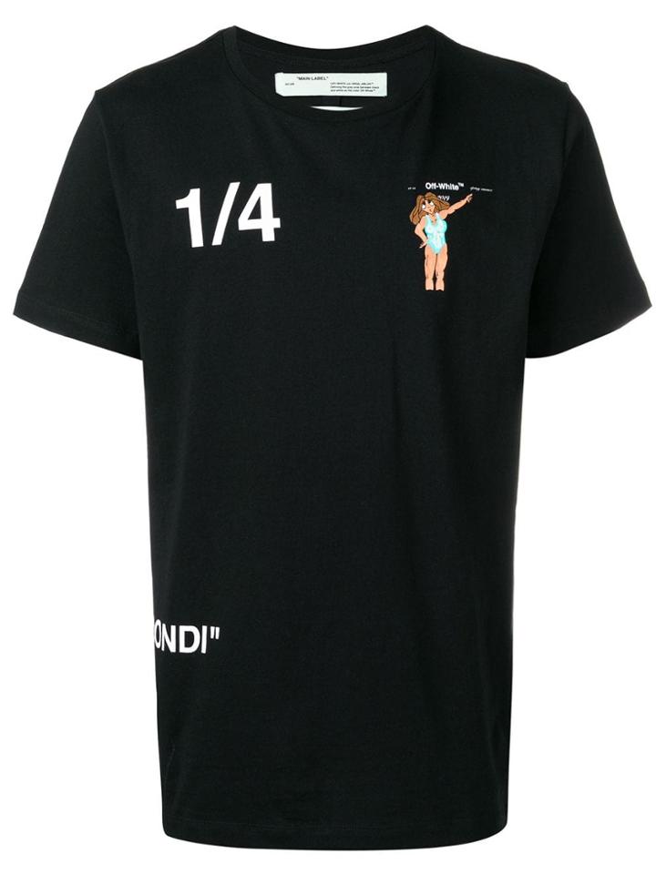 Off-white Printed Round Neck T-shirt - Black