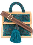 0711 Copa Large Woven Handbag - Blue