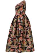 Andrew Gn Printed Embroidered Gown - Black