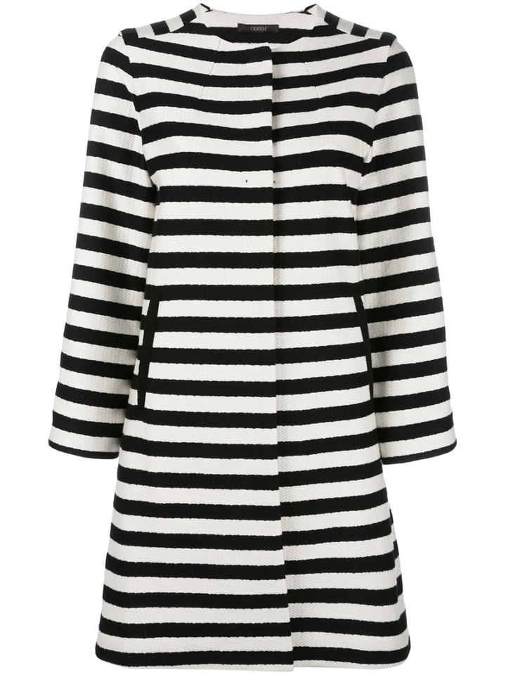 Odeeh Horizontal Stripe Coat, Women's, Size: 38, Black, Cotton