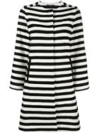 Odeeh Horizontal Stripe Coat, Women's, Size: 38, Black, Cotton